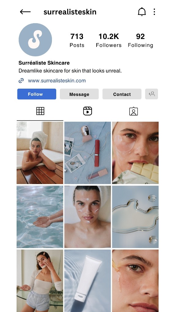 surréaliste skincare instagram profile being scanned